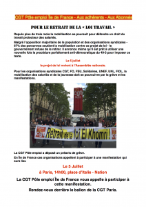 greve 5 juillet CGT Pole Emploi